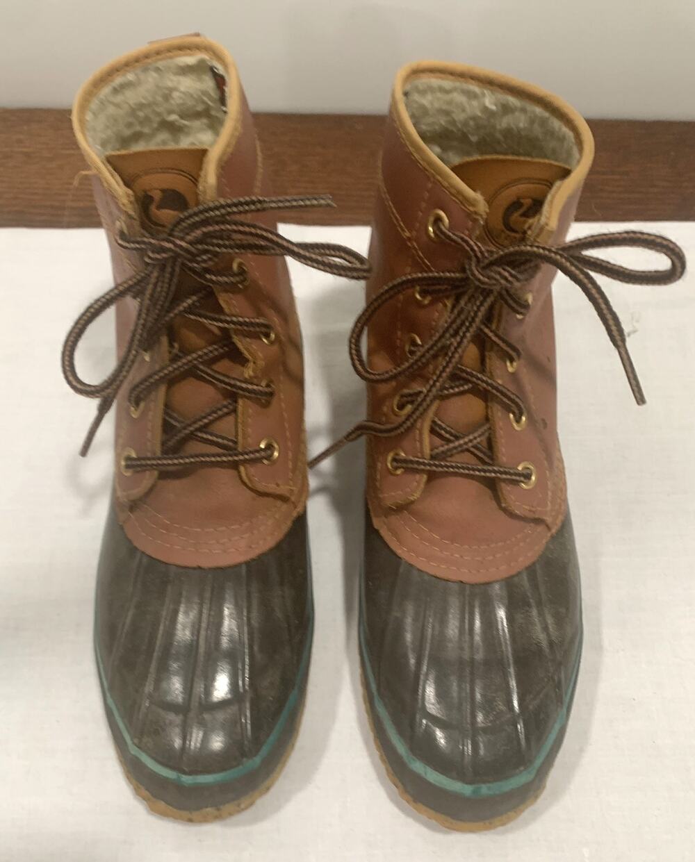 Sporto Women’s Lace-Up Duck Boots Faux Fur Lined Brown Rubber Outsole Size 6